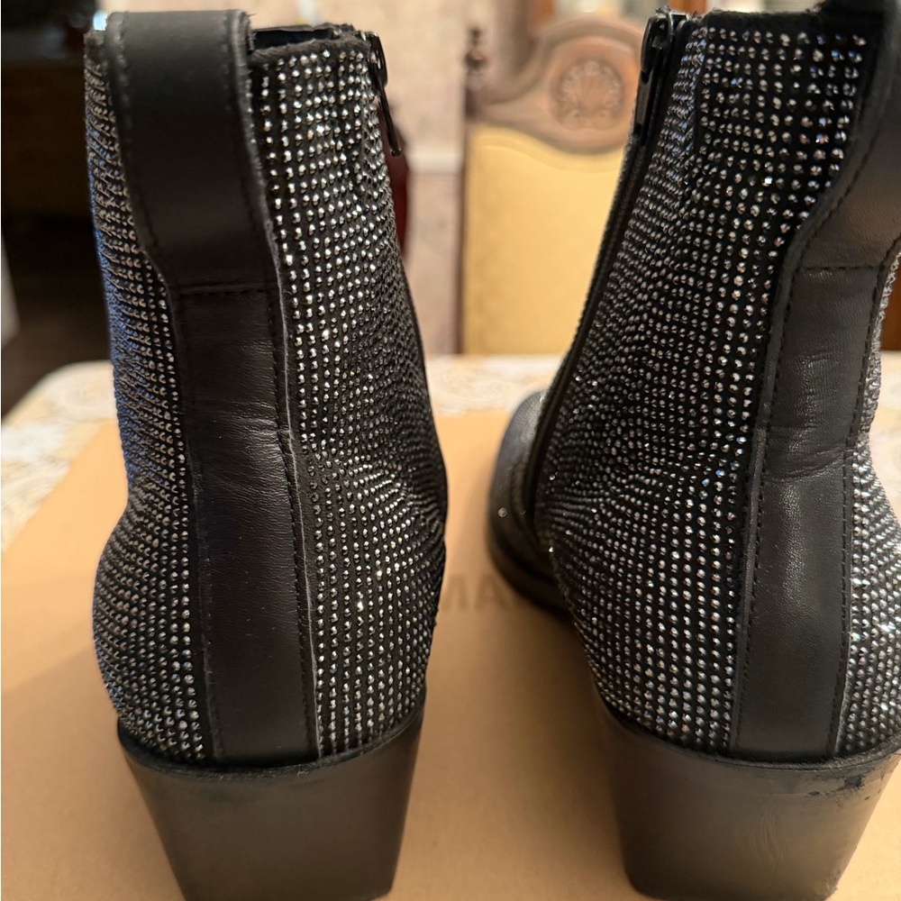 Steve Madden Black Rhinestone Ankle Booties - Picture 3 of 10